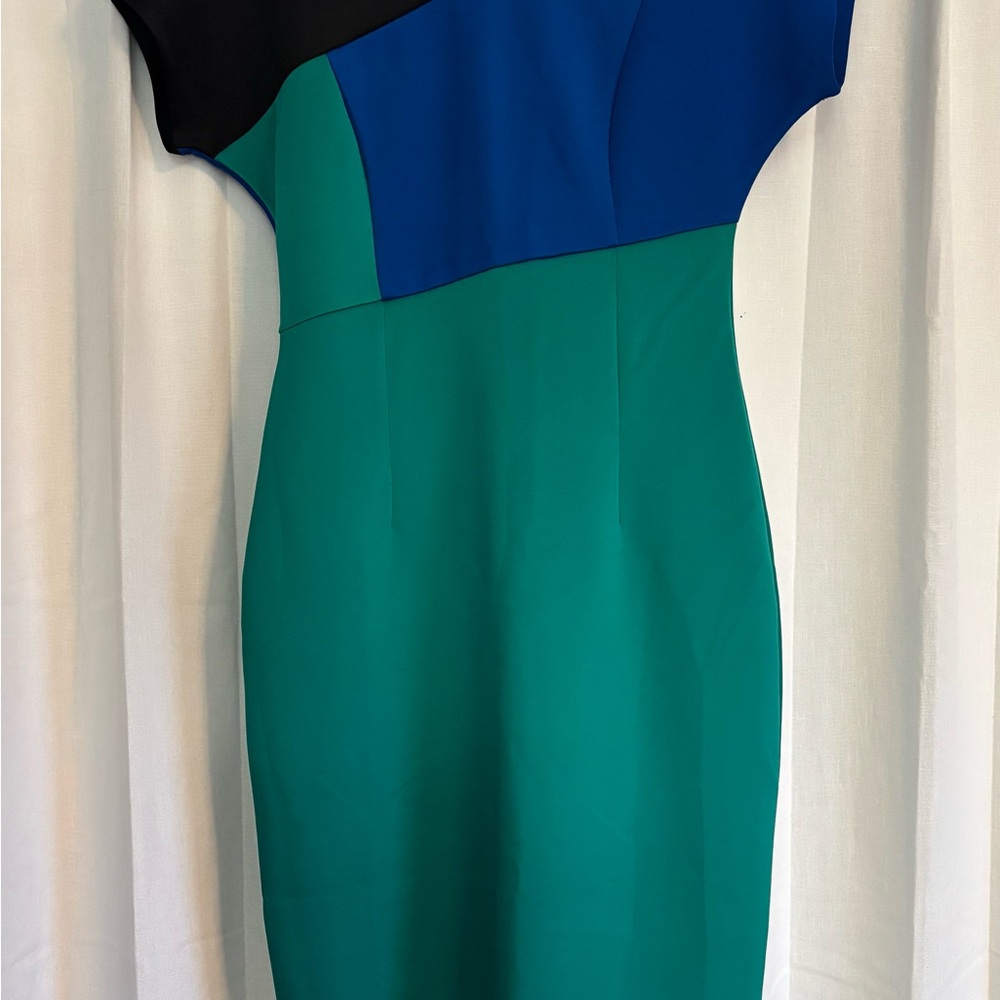 Alexia Admor One Shoulder Dress in Black, Blue, and Green